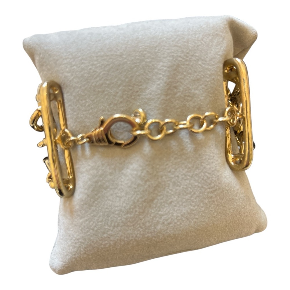 Vintage Gold & Rhinestone Chain Bracelet - Picture 4 of 6